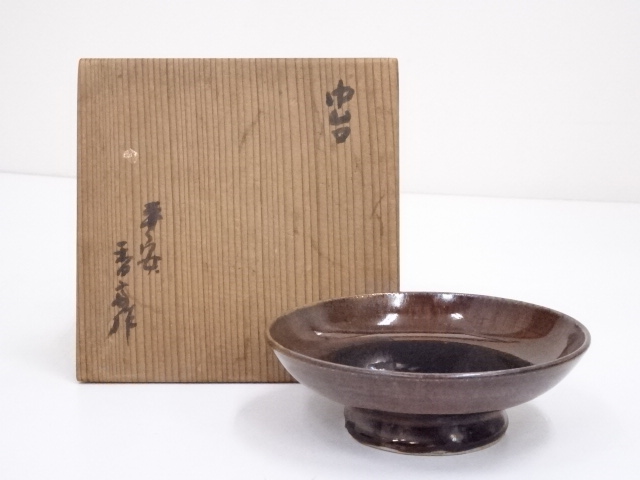 JAPANESE POTTERY CARAMEL GLAZE TEA CLOTH STAND 